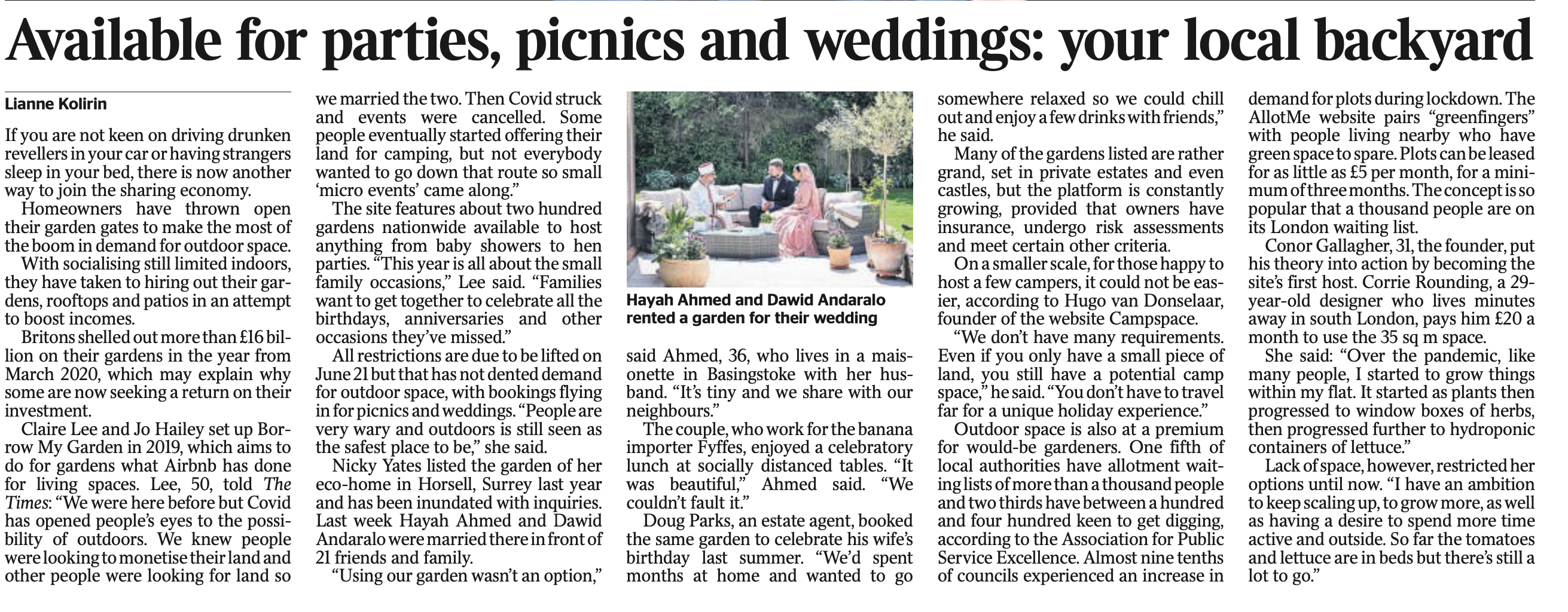 24 May, 2021 — The Times about what to do with your local backyard