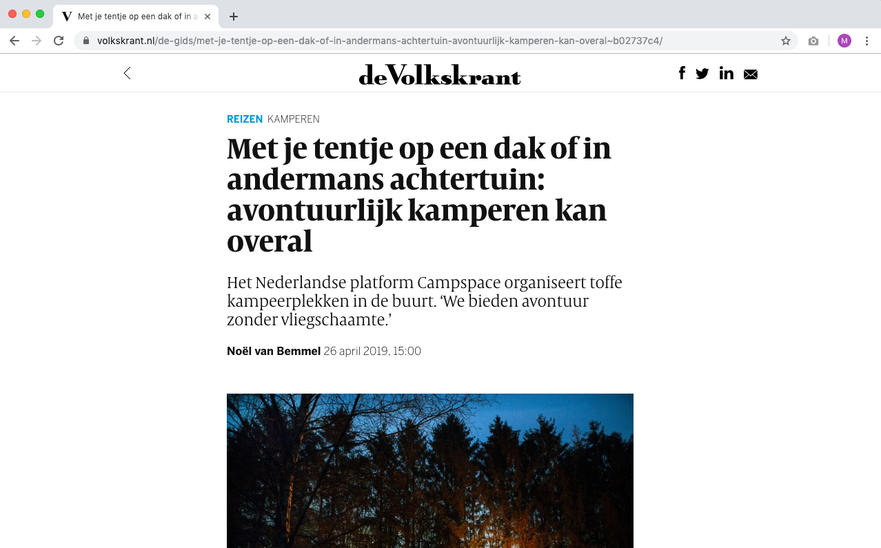 April 26, 2019 — Volkskrant Magazine prøver Campspace