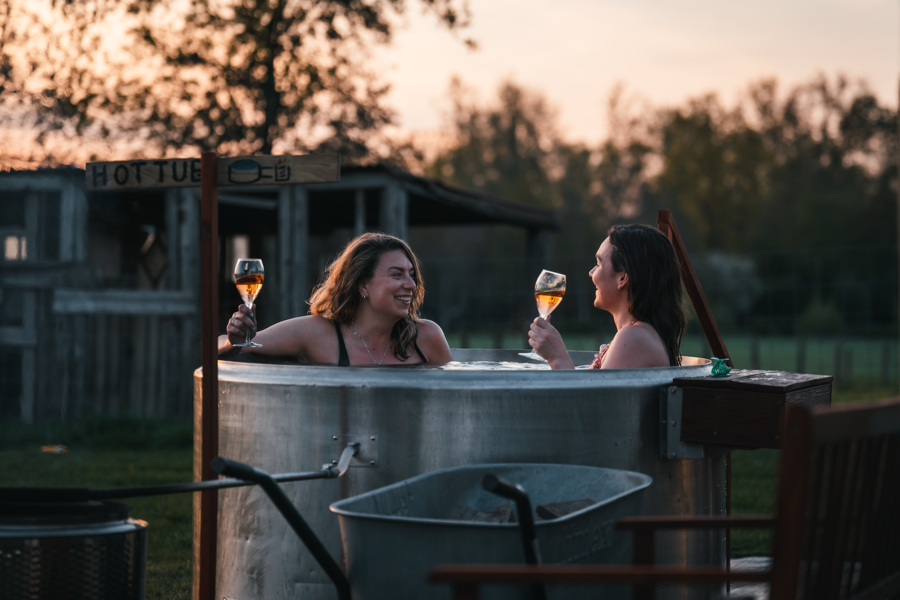 Relax at a campsite with a hot tub!