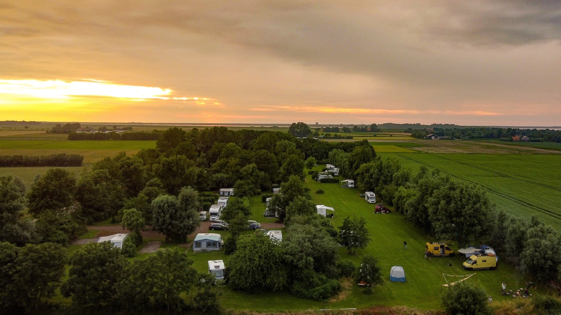 drone picture of sunset