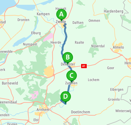 Camping route from Zwolle